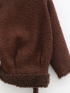 OUDE WAAG 25 Fall/Winter Teddy/Wool Patchwork Oversized Coat OW-OW-25AW-CT07W1BR440-KAFEI Coffee